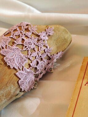 Handmade Venetian Lace Bracelet | Dusty Rose | Upcycled | Montreal Artist